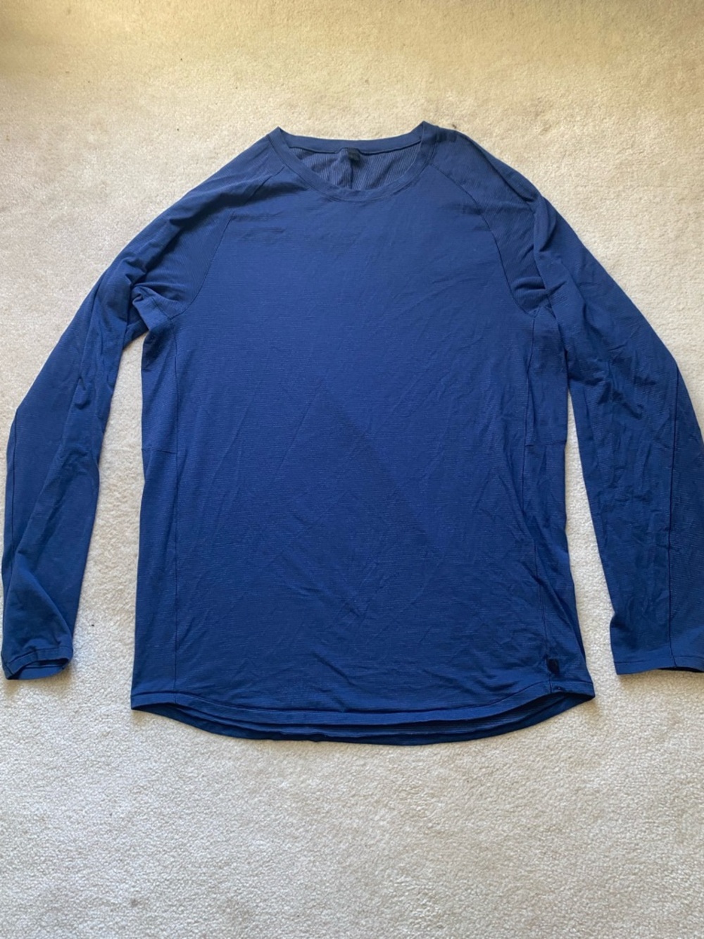Lululemon Mens Protean Long Sleeve Heathered Blue Large Stretch Sweat Wicking